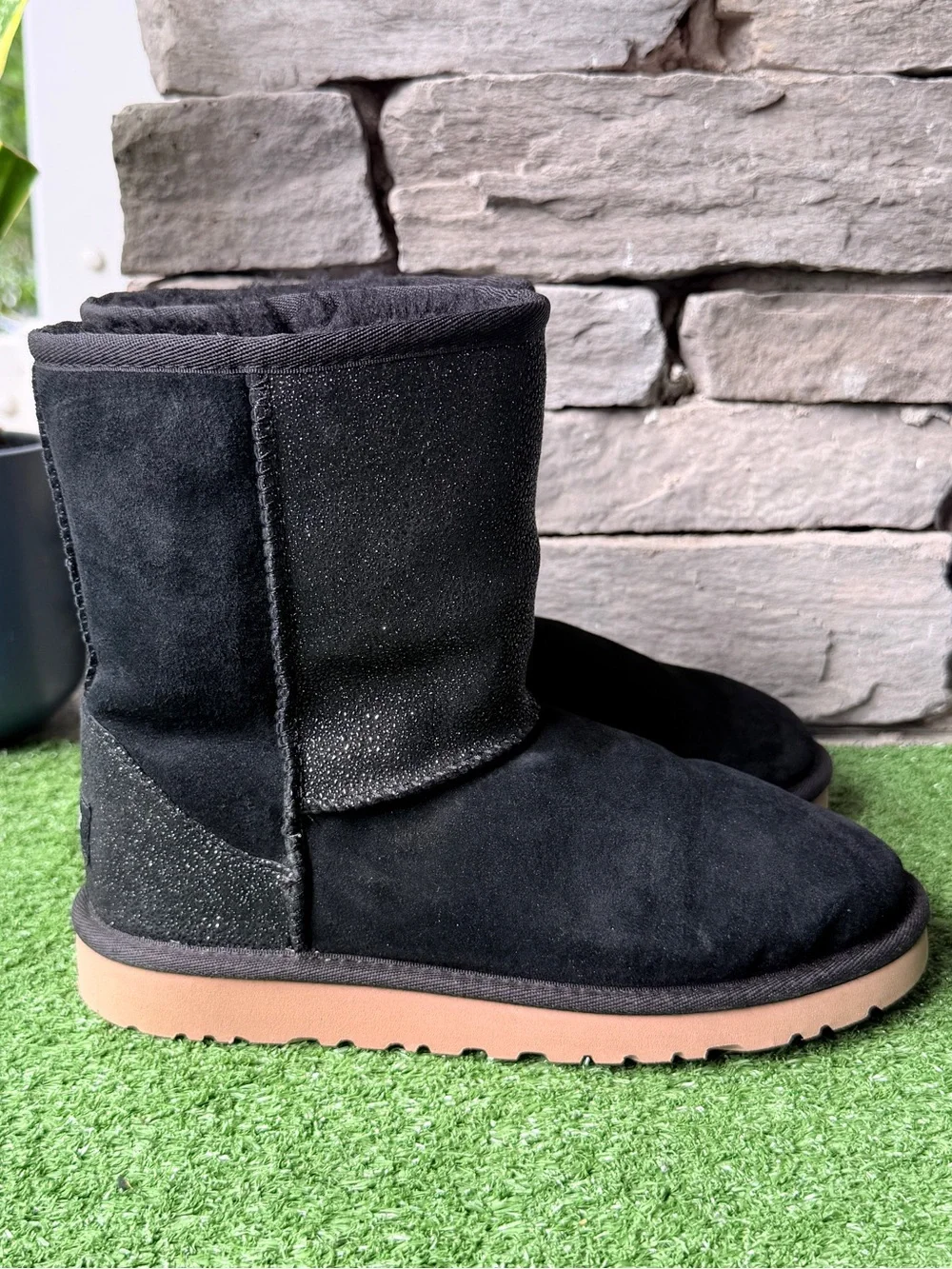 UGG Classic Short Black Suede Leather Womens Winter Boots